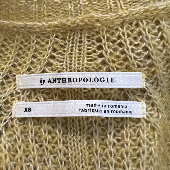 Anthropologie Women's Sweater Size XS in Yellow Green Partial Wool Blend - Picture 4 of 6